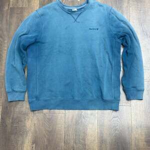 Vintage Hurley Crewneck Sweatshirt W/ Fading Faded Blue TEAL Size L Y2K VTG